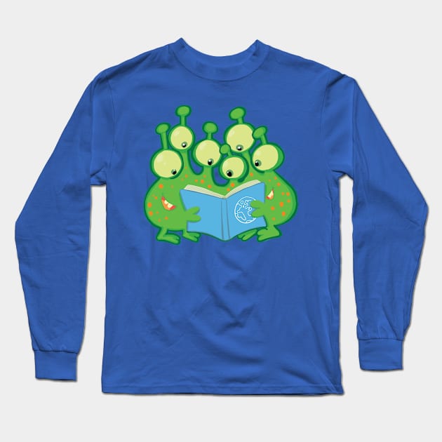 aliens look at a manual book on planet earth Long Sleeve T-Shirt by duxpavlic